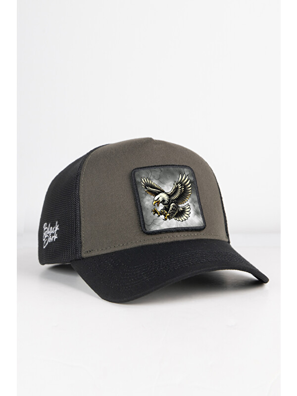 BlackBörk Kartal Logolu Siyah-Haki Trucker Şapka