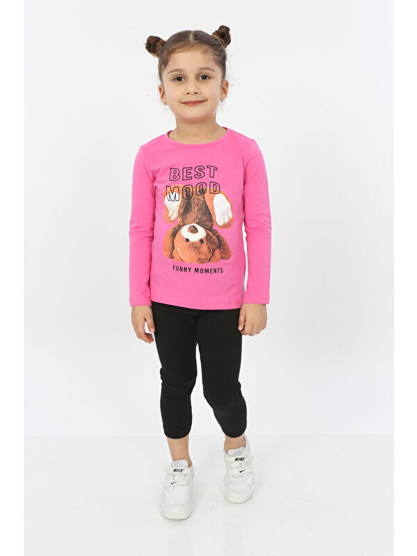 Toontoykids Kız Çocuk Best Mood Ayıcık Baskılı Tişört