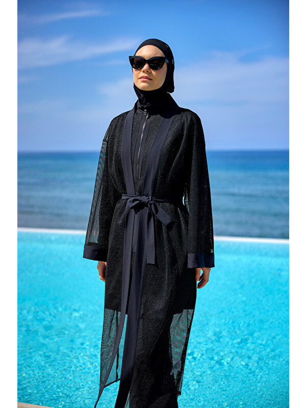 Marina Siyah Pareo Kaftan P2501-1
