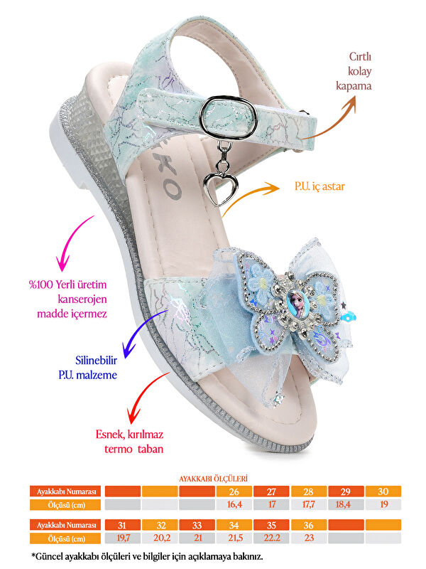 Pige Fiyonklu Kız Çocuk Sandalet Ayakkabı - Görsel 3