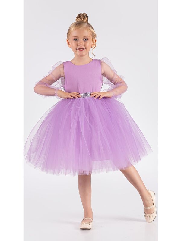 Mnk Baby & Kids Kanatlı Kız Çocuk Şifon Kol Abiye MNK0534