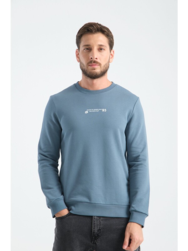Shooter Sportswear Orman Yeşili Erkek Üç İplik Sweatshirt Regular Fit Pamuklu Bisiklet Yaka Günlük Spor Basic