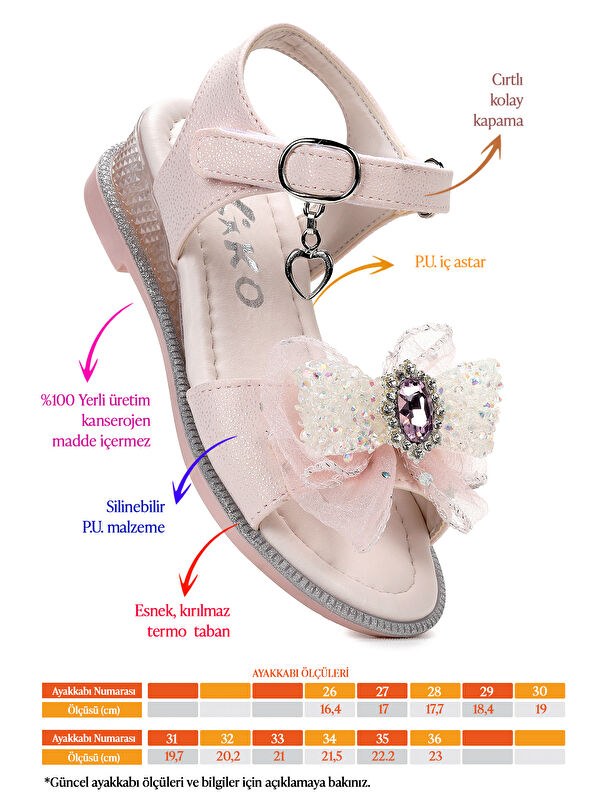 Bufly Fiyonklu Kız Çocuk Sandalet Ayakkabı - Görsel 3