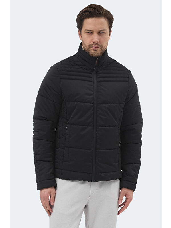 SLAZENGER BLANCO Erkek Dik Yaka Slim Fit Siyah Mont & Kaban