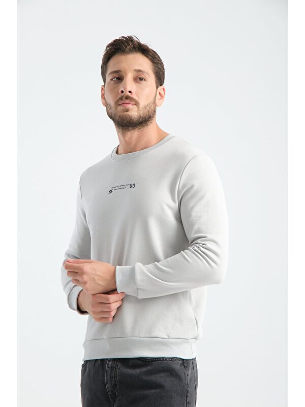 Shooter Sportswear Taş Erkek Üç İplik Sweatshirt Regular Fit Pamuklu Bisiklet Yaka Günlük Spor Basic