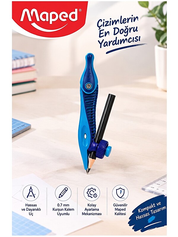 Maped Plastik Pergel Kurşun Kalemli 1 Adet Kidz 191611 Pergel Matematik Geometri Mimari Proje Teknik