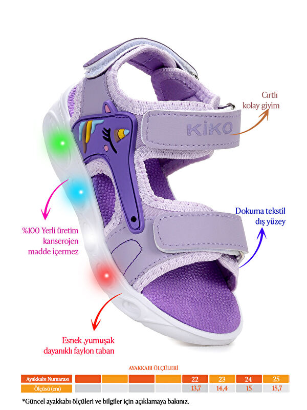 Günlük Işıklı Cırtlı Kız Bebek Sandalet Ayakkabı - Görsel 3