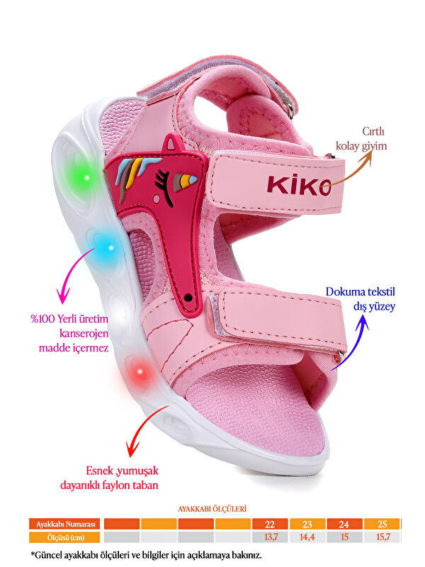 Günlük Işıklı Cırtlı Kız Bebek Sandalet Ayakkabı - Görsel 3