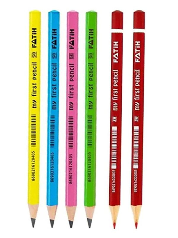 Fatih Ilk Kalemim Jumbo Üçgen Başlangıç Kalemi Siyah 4 Adet Kırmızı 2 Adet Jumbo Kurşun Kalem Triang