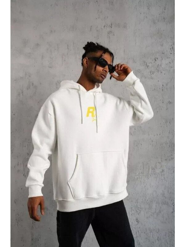 Jane's Unisex Kapüşonlu Baskılı SweatshirtBeyaz-20063