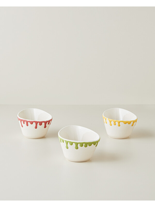 English Home Almond Flow Seramik 3'lü Cup - Dondurma Kasesi 195 ml Renkli