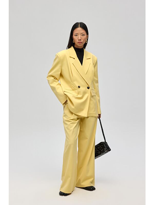Mai Collection Solvei Pile Detay Sarı Blazer