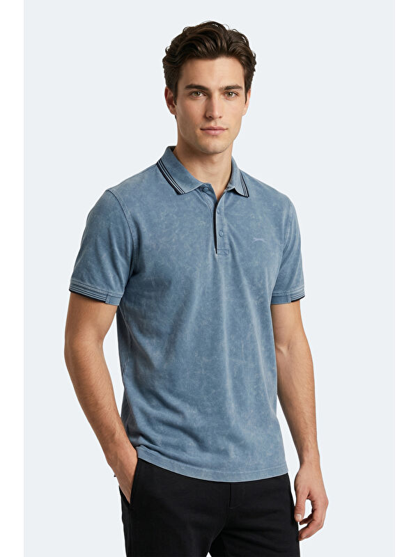 SLAZENGER ZALE Erkek Polo Yaka Indigo Tişört