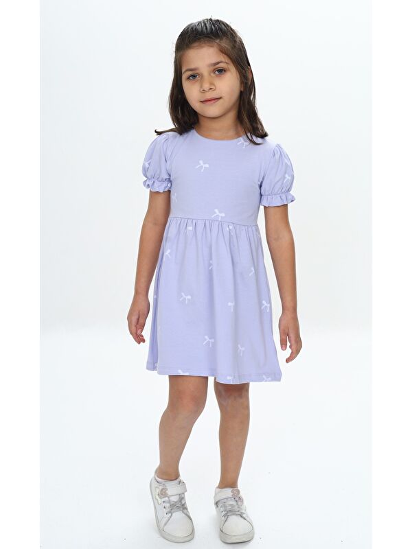 Toontoykids Kız Çocuk Mini Fiyonk Baskılı Elbise