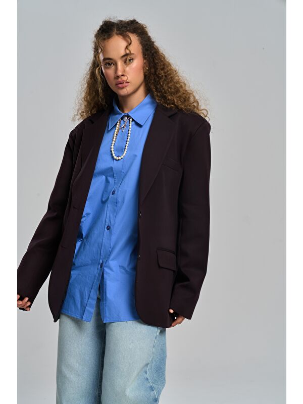 Mai Collection Emma Dikiş Detaylı Acı Kahve Blazer
