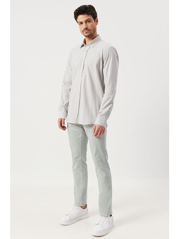 Altınyıldız Classics Erkek Su Yeşili 360 Derece Her Yöne Esneyen Slim Fit Dar Kesim Pamuklu Rahat Pantolon