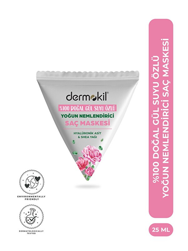 Dermokil %100 Doğal Gül Suyu Yoğun Nemlendirici Saç Maskesi 25 ml