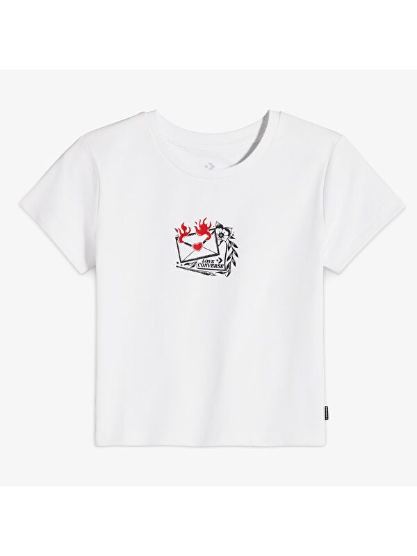 Converse Love Letter Kadın Beyaz Yuvarlak Yaka Tişört
