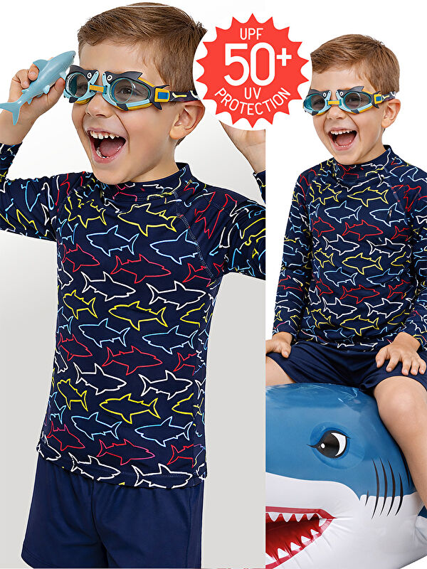 Denokids UV Korumalı Köpekbalığı Erkek Çocuk Mayo T-shirt