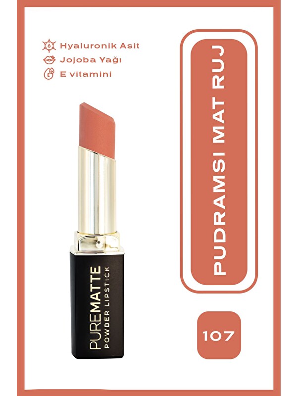 GOLDEN ROSE Pure Matte Powder Lipstick No: 107 - Pudralı Mat Ruj