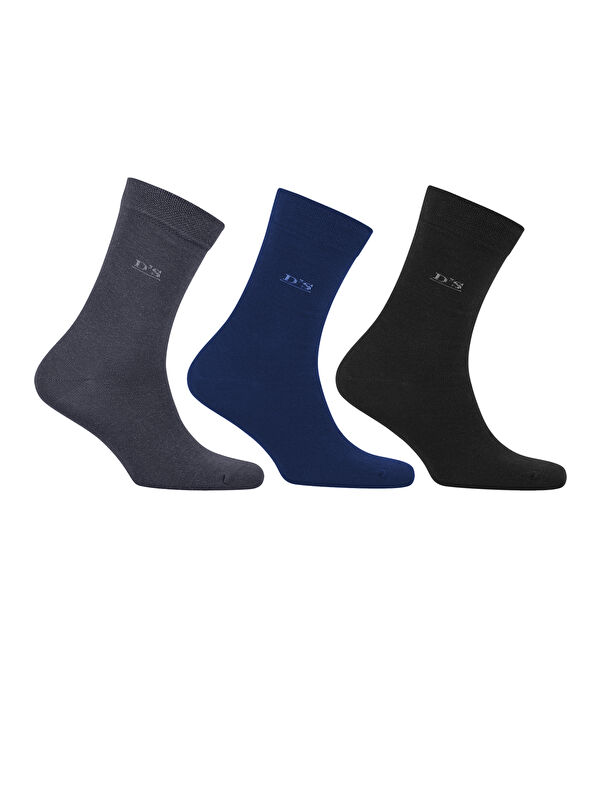 D'S damat Bambu 3lü Çorap Set GRİ-SİYAH-LACİ