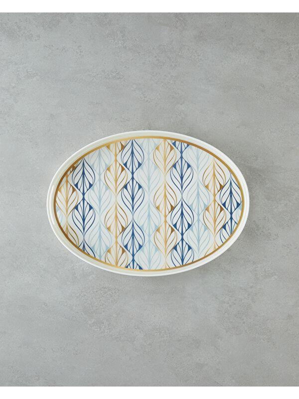 English Home Golden Harmony PP Kaydırmaz Tepsi 42x30 cm Lacivert – Gold