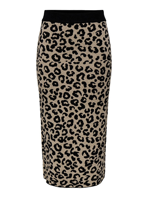 Only Onlib Slim Fit Midi Boy Leoparlı Kadın Etek 15350672