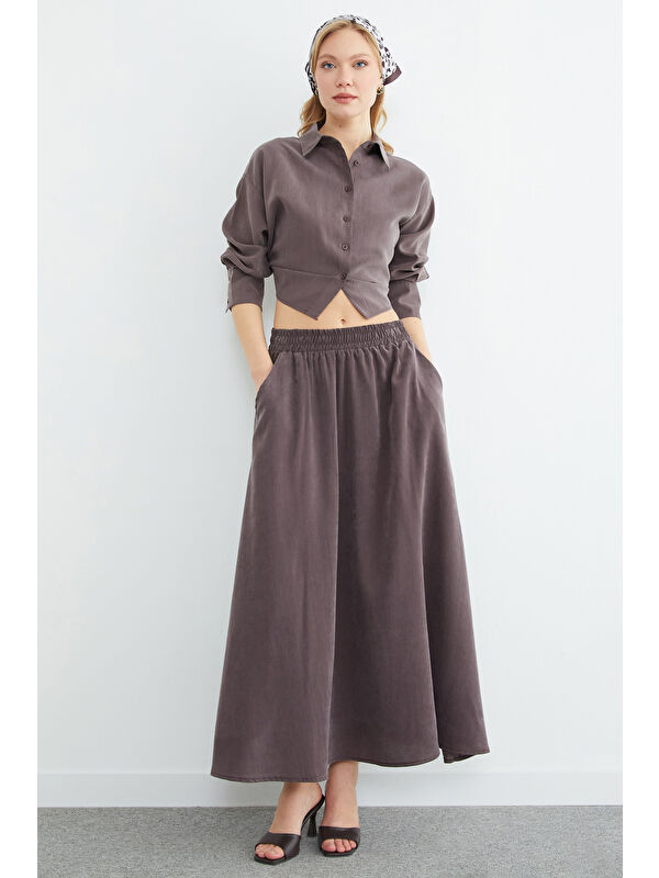 Fullamoda Beli Lastikli Cepli Maxi Boy Etek