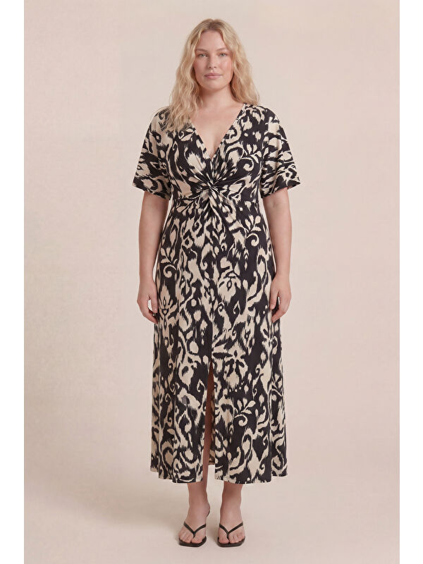 Mylinemoda Önü Düğümlü Örme Elbise