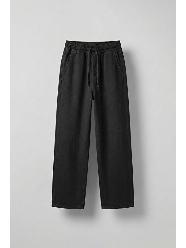 Abluka Online Erkek Baggy Fit Gabardin Kumaş Pantolon Siyah