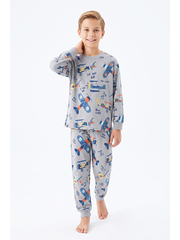 Modanino %100 Pamuk Erkek Çocuk Pijama Takımı 8-13 Yaş 12735IS