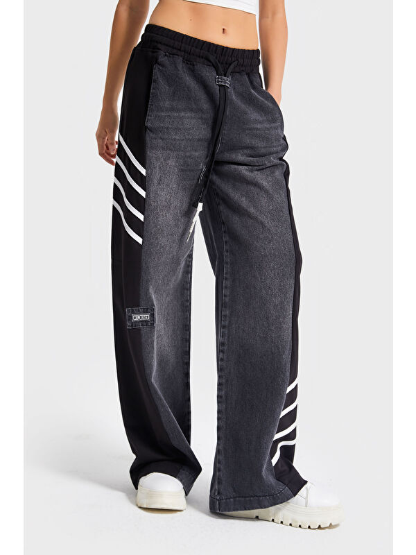 It's Basic Kadın Füme Renk 2w5-1 Straight Fit Çift Parça Denim Jean