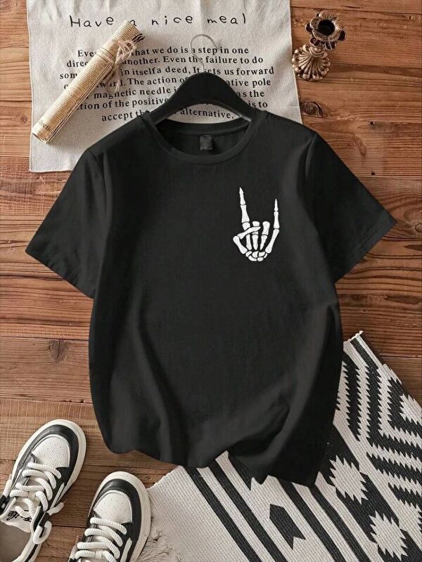 Jane's Erkek Baskılı Oversize T-shirt - Siyah