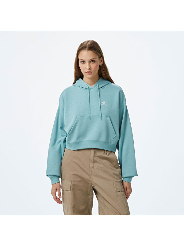 Converse Chuck Taylor Boxy Kadın Mavi Kapüşonlu Sweatshirt