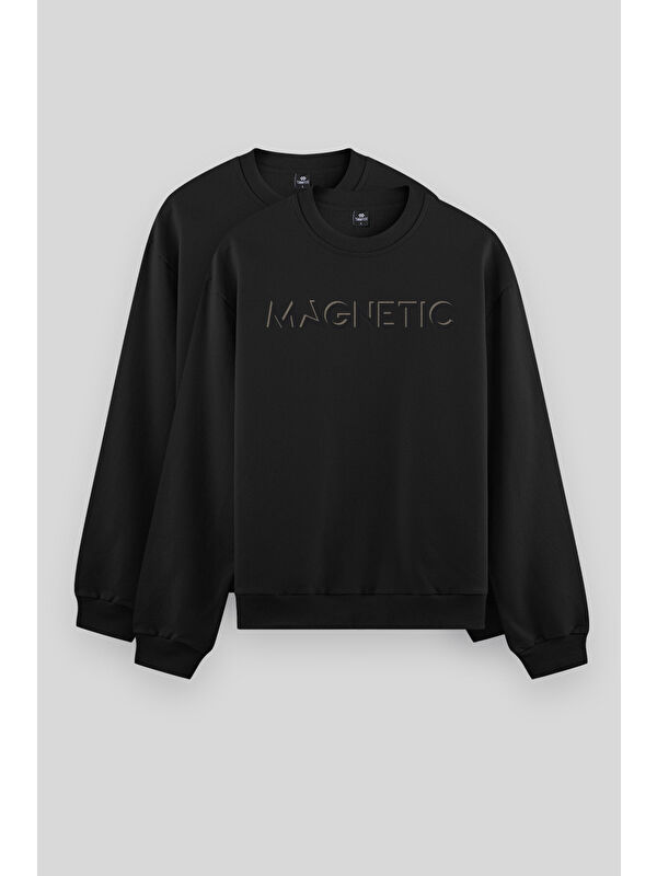 Tommylife Rahat Form O Yaka 2'li Paket Siyah Erkek Sweatshirt - 88020