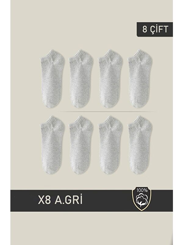 BGK Unisex Patik Çorap 8 Çift Gri Koku Yapmaz.