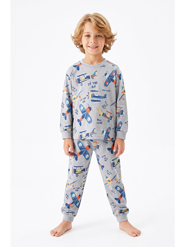 Modanino Erkek Çocuk %100 Pamuk Pijama Takımı 3-8 Yaş 12736IS