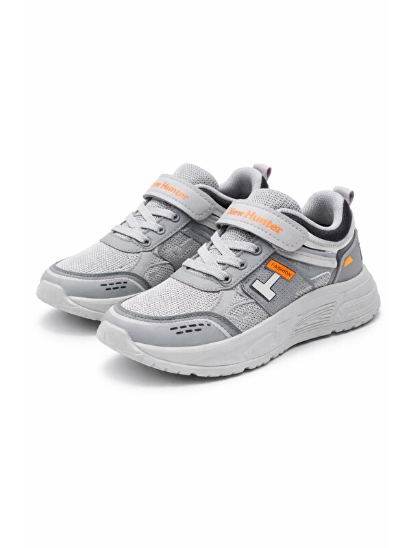 Slipcat Unisex Çocuk Spor Günlük Hafif Taban Cırtlı Bağcıklı Nefes Alabilen Kaymaz Okul ve Günlük Sneaker