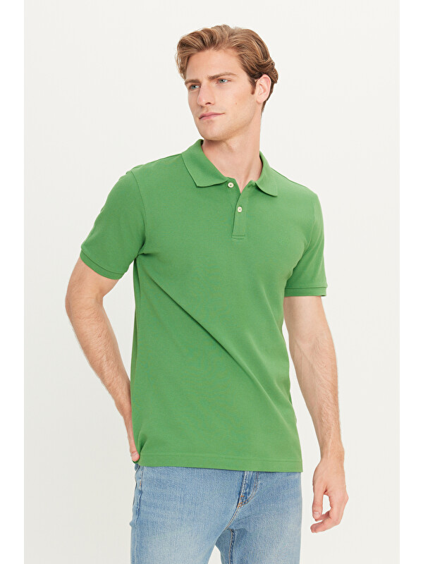 Lee %100 Pamuk Regular Fit Mint Yeşili Polo Yaka Tişört