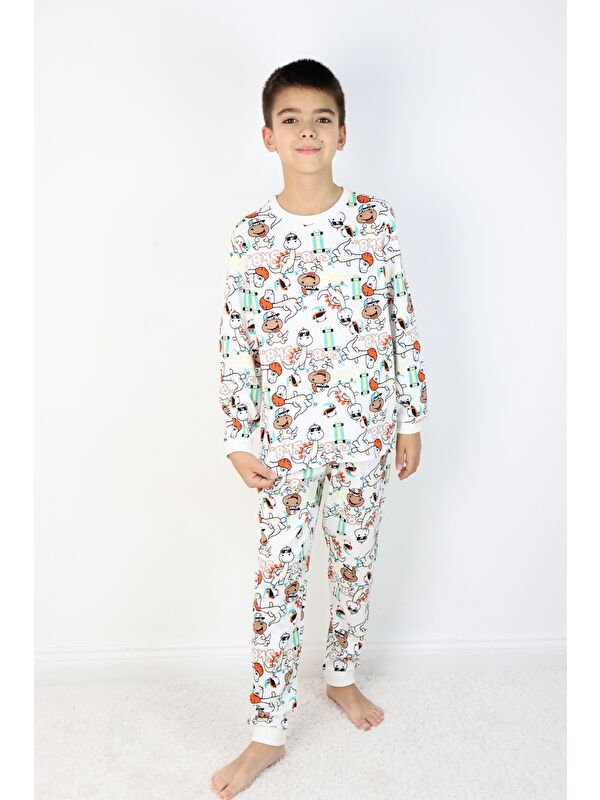 Harika Kids Erkek Çocuk Baskılı interlok Kumaş Uzun Kollu Pijama Takımı