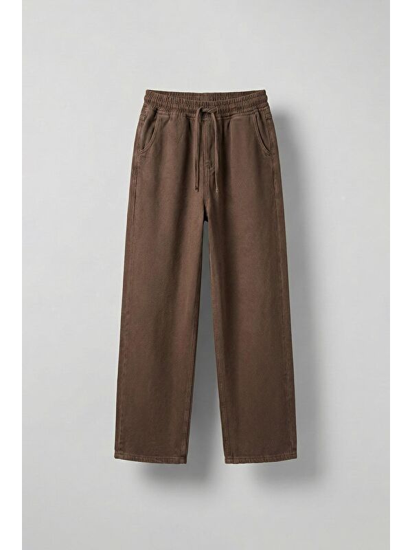Abluka Online Erkek Baggy Fit Gabardin Kumaş Pantolon Kahverengi
