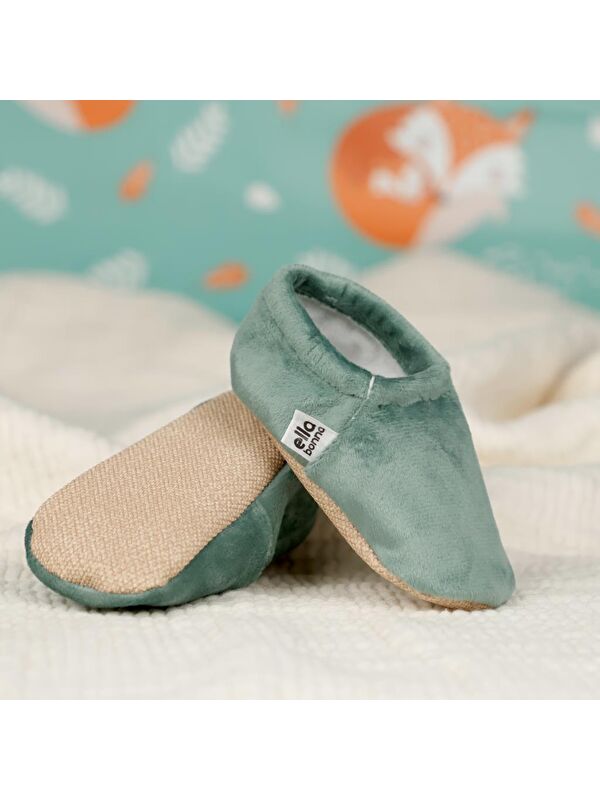 Kadife Bebek Patiği, Kaydırmaz Taban, Kreş Ayakkabısı Patik - Görsel 8