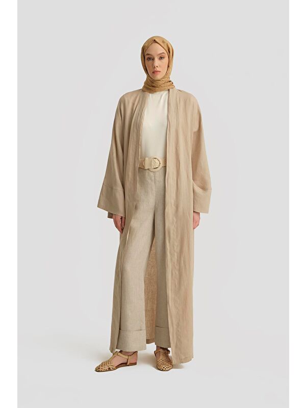 ARMİNE Keten Abaya 25Yd4230 Bej