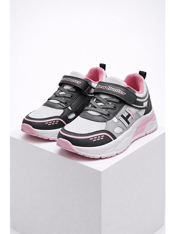 Slipcat Unisex Çocuk Spor Günlük Hafif Taban Cırtlı Bağcıklı Nefes Alabilen Kaymaz Okul ve Günlük Sneaker