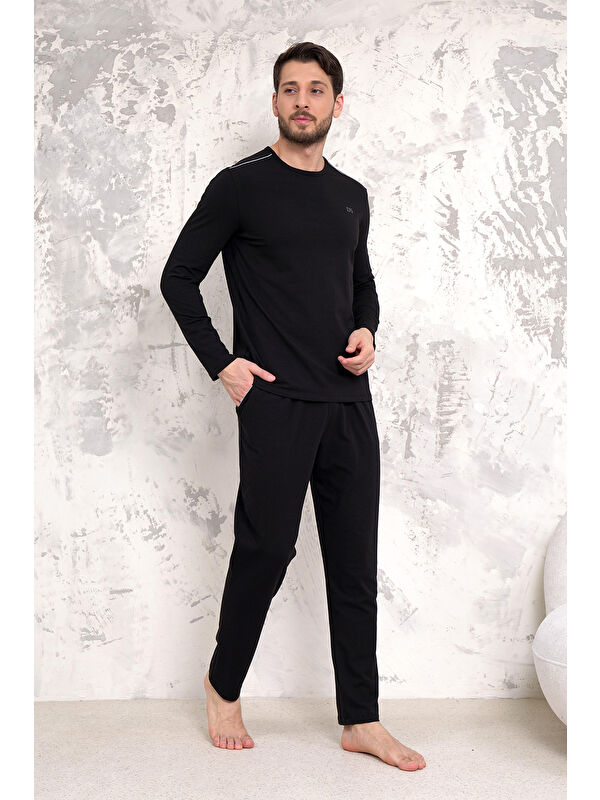 D'S damat Maschio Pamuk Pijama Takımı SİYAH