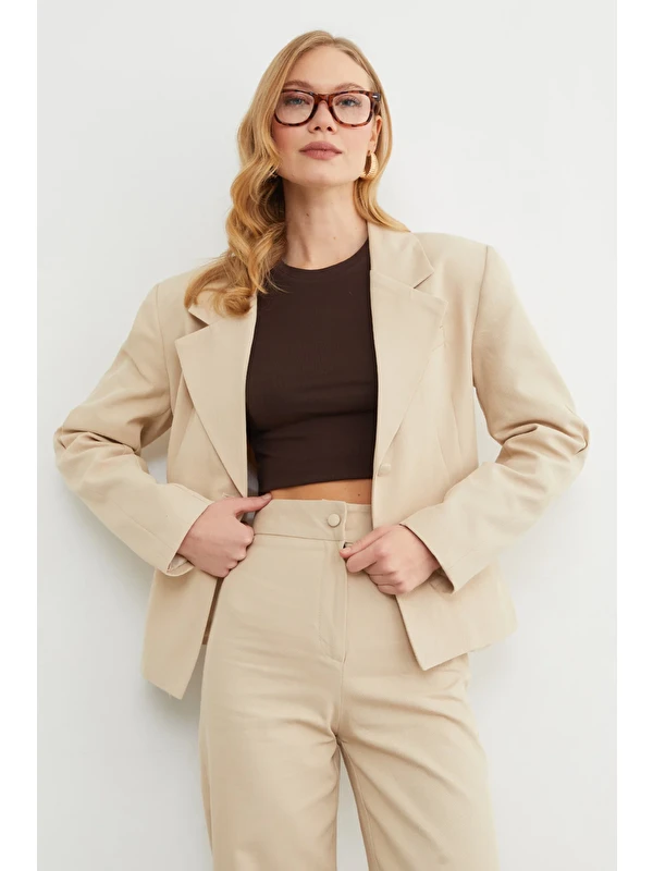 Fullamoda Fleto Cepli Tek Düğmeli Slim Fit Ceket