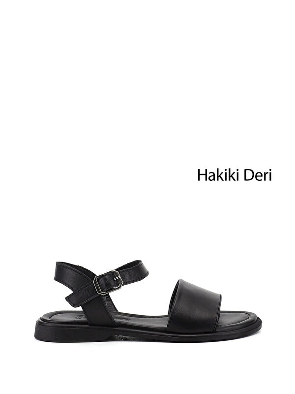 GÖNDERİ(R) Kadın SİYAH Bilek Bağlı Hakiki Deri Sandalet