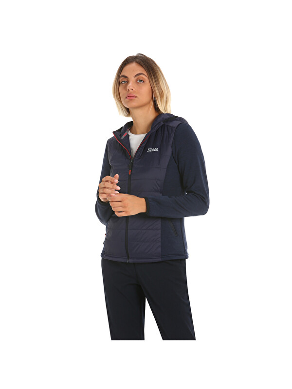 Slam Act Ws Hood Hybrid Fleece Kadın Mavi Polar