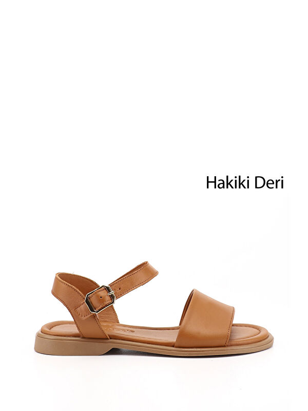 GÖNDERİ(R) Kadın KAHVERENGİ-TABA Bilek Bağlı Hakiki Deri Sandalet