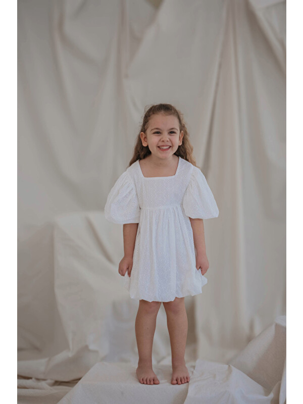 Oh La La Koala For Little Ones Beyaz Luma Vintage Serisi Balon Elbise